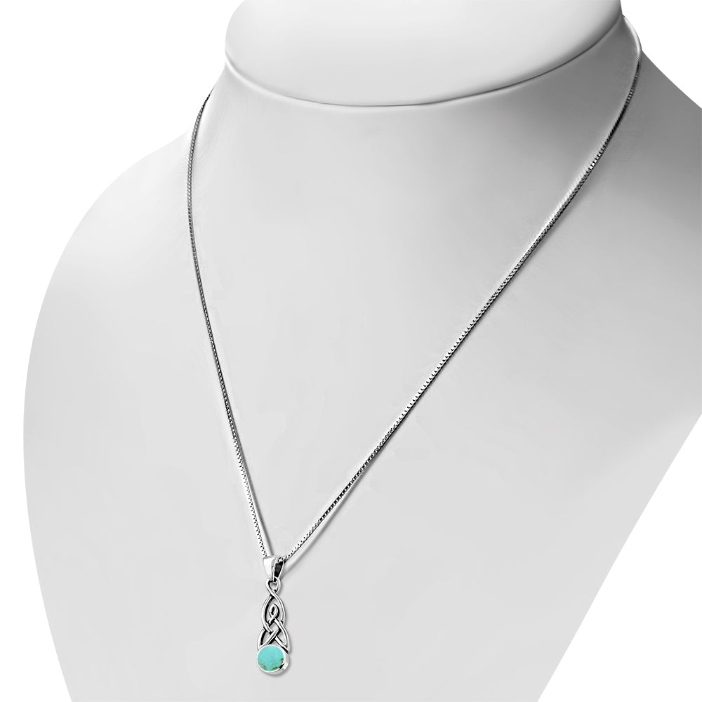 Turquoise Celtic Trinity Silver Pendant