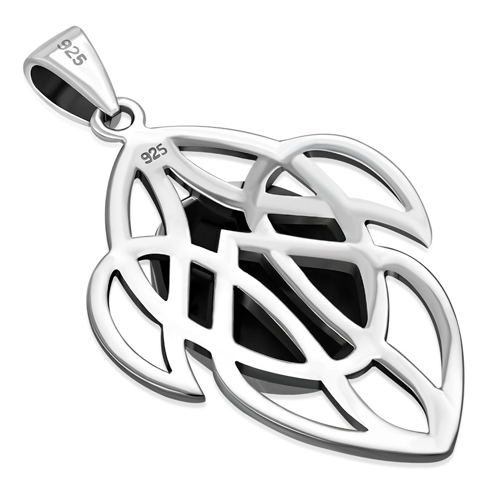 Medium Celtic Knot Abalone Shell Silver Pendant