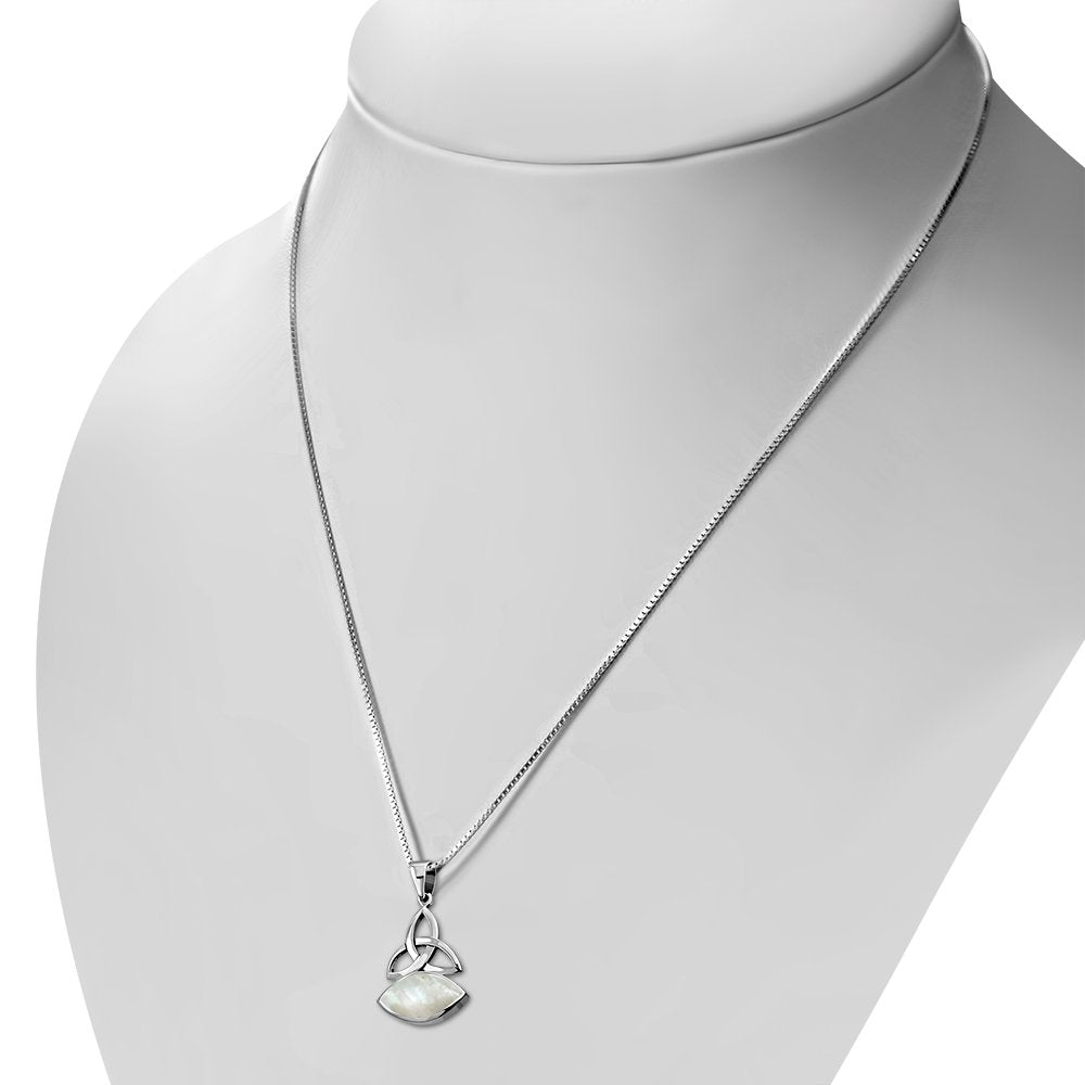 Mother of Pearl Trinity Knot Silver Pendant