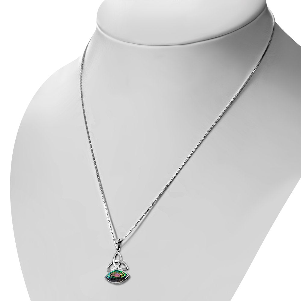 Abalone Shell Trinity Knot Sterling Silver Pendant