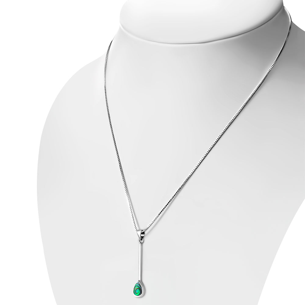 Abalone Shell Long Drop Pear Shaped Sterling Silver Pendant