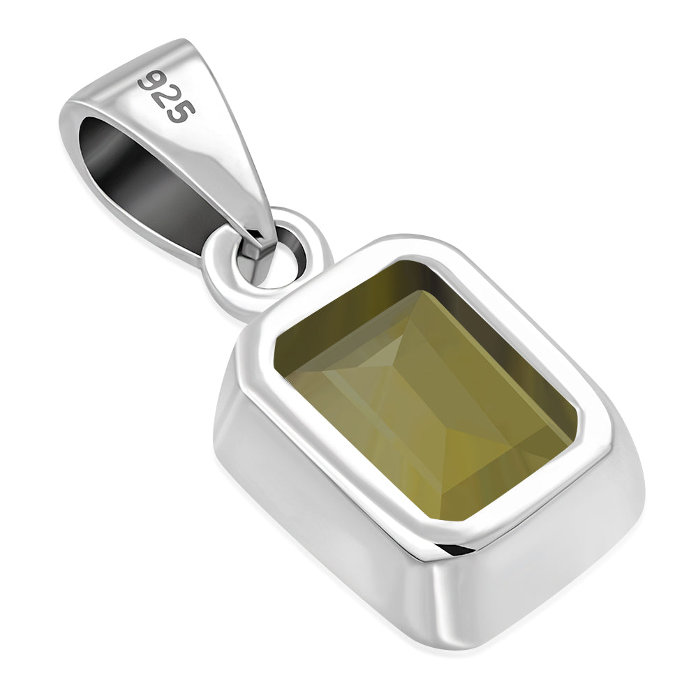 Citrine Stone Elegant Rectangle Sterling Silver Pendant