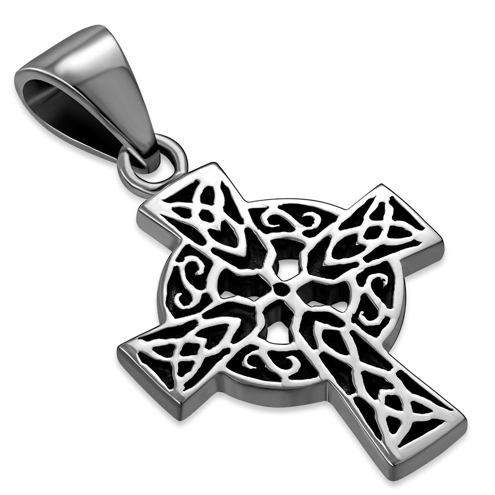 Small Celtic Trinity Cross Silver Pendant