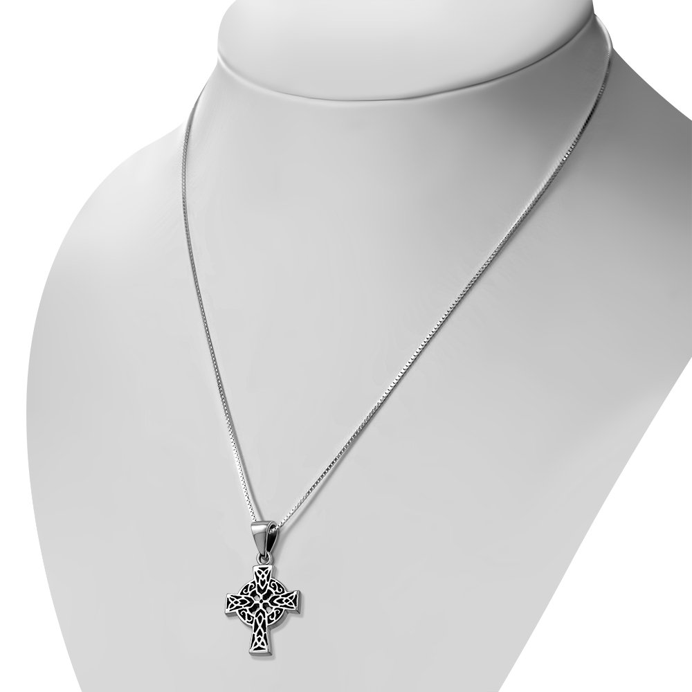 Small Celtic Trinity Cross Silver Pendant