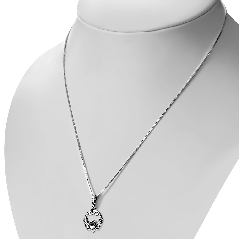 Celtic Trinity Knot Claddagh Silver Pendant