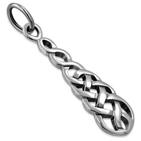 Long Celtic Knot Plain Silver Pendant