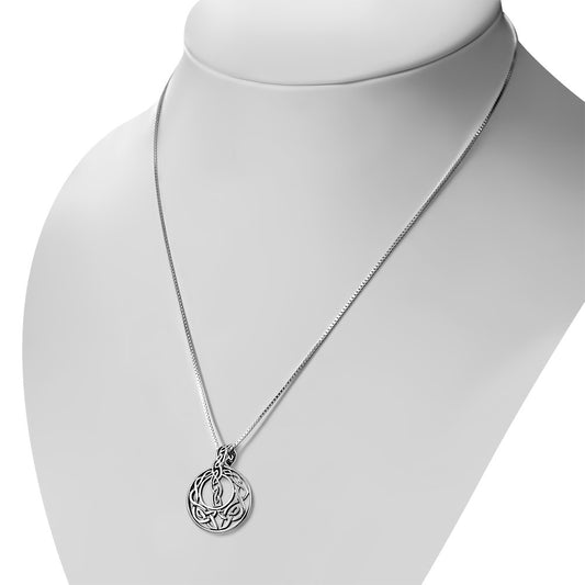 Unique Round Large Celtic Knot Silver Pendant