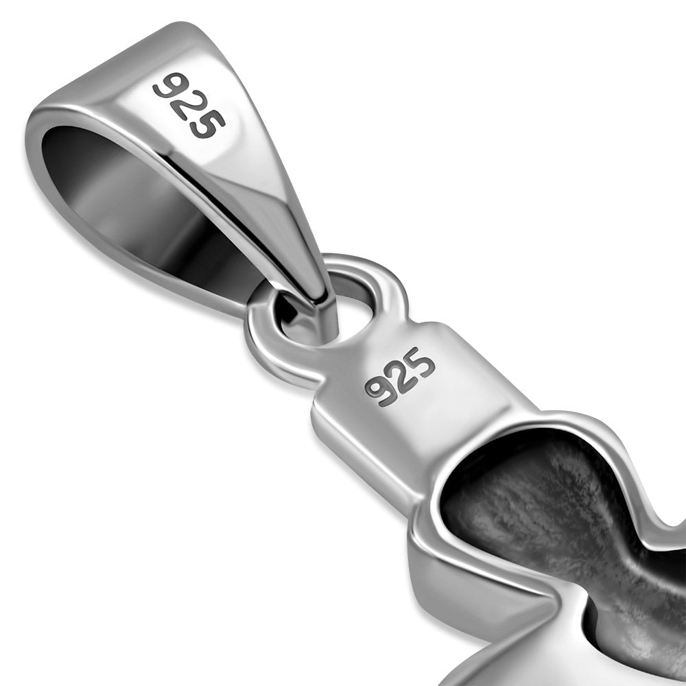 Solid Silver Claddagh & Cross Pendant