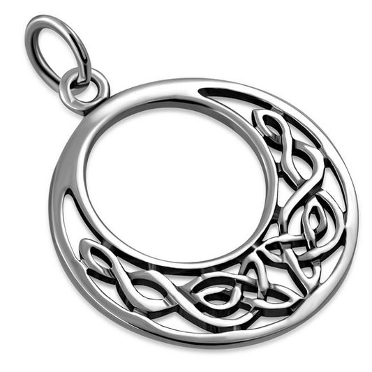 Small, Light, Round Celtic Silver Pendant
