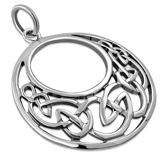Medium Round Solid Silver Celtic Pendant