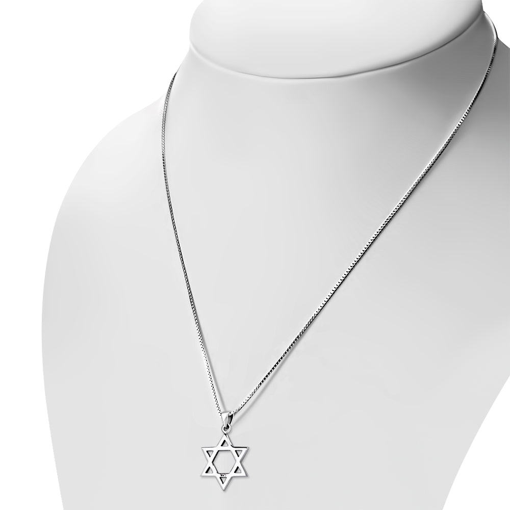 Star of David Grooved Plain Sterling Silver Pendant