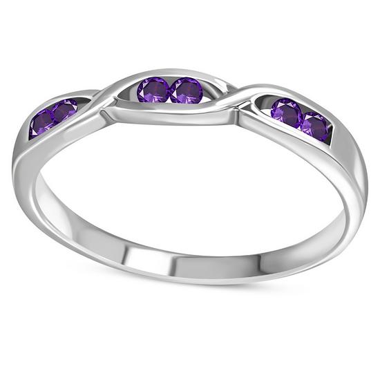 Amethyst CZ Silver Ring