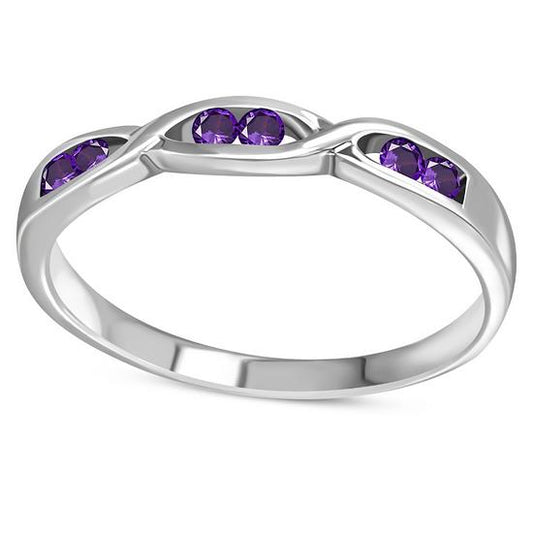 Amethyst CZ Silver Ring