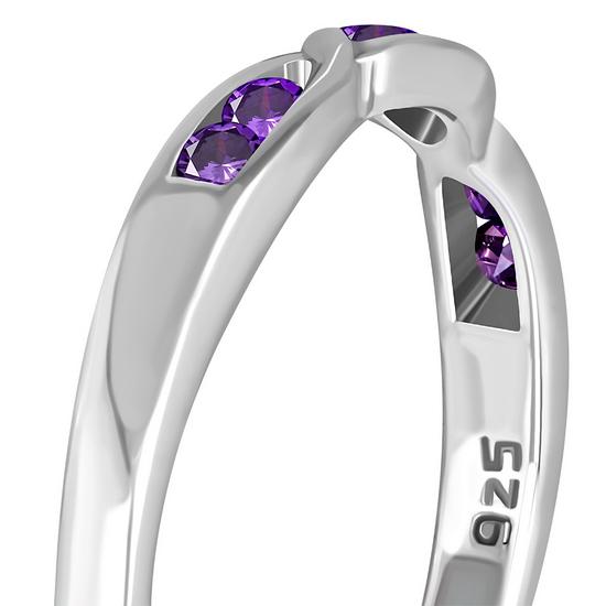 Amethyst CZ Silver Ring