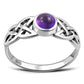 Irish Gaelic Celtic Knot 925 Sterling Silver Ring With Amethyst Stone