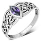 Marquise cut Amethyst Stone Celtic Silver Ring
