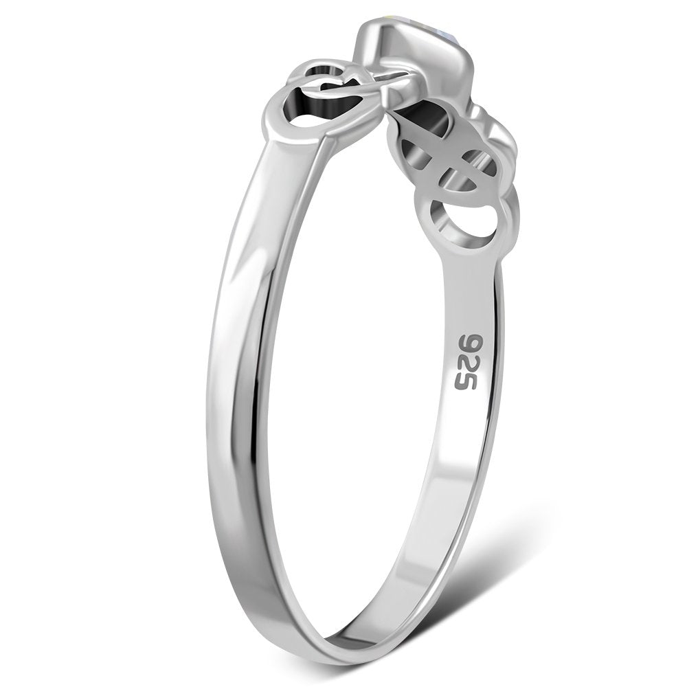 Marquise cut Delicate Clear CZ Celtic Silver Ring