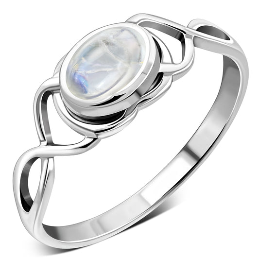 Twisted Rainbow Moonstone Silver Ring