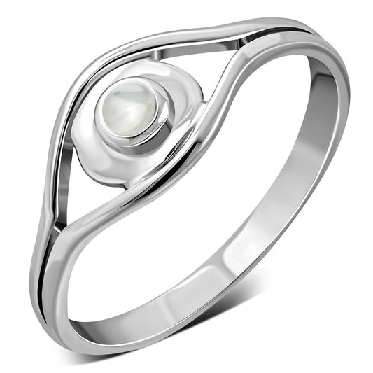 Evil Eye Silver Mother of Pearl Ring