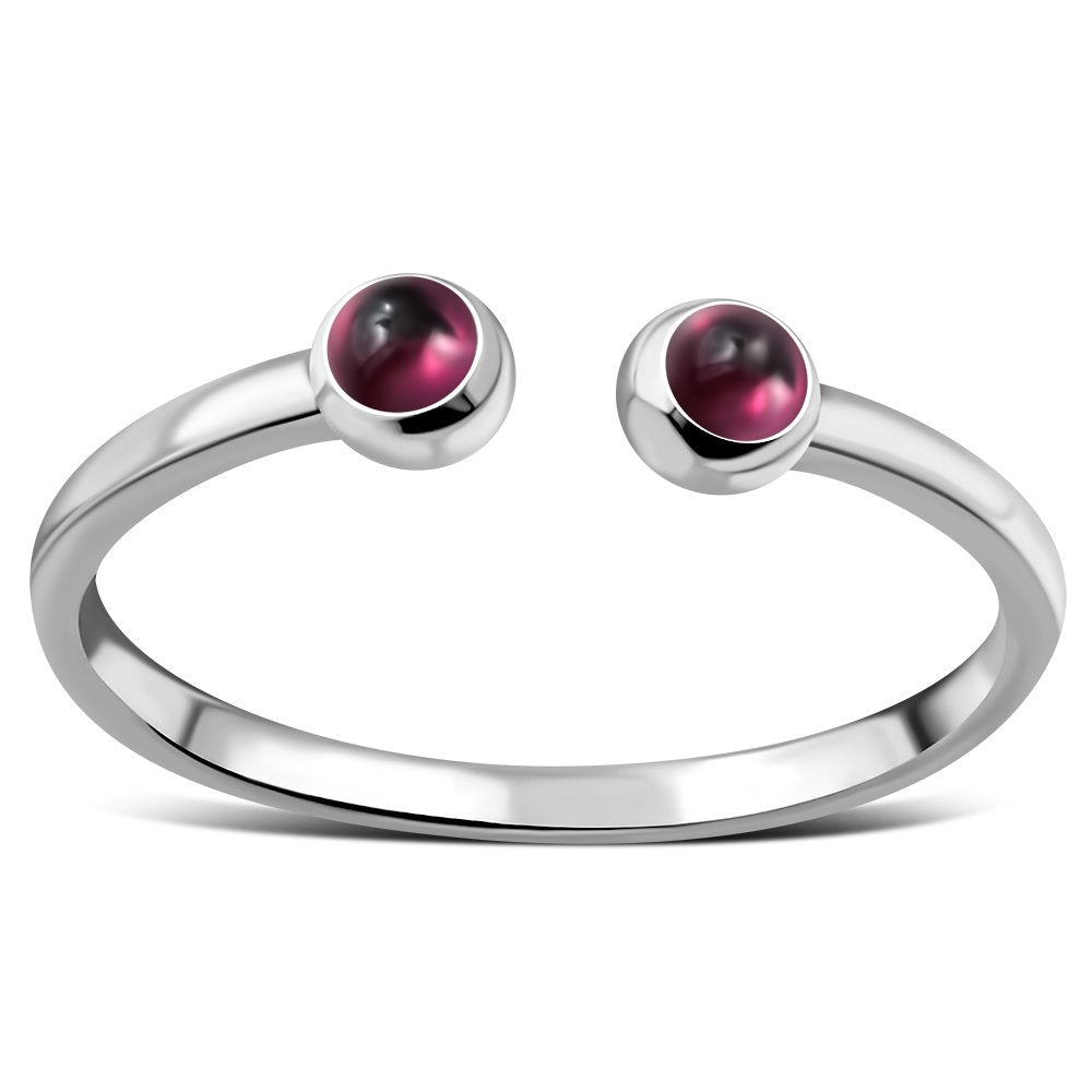 Garnet Stone Sterling Silver Open Ring
