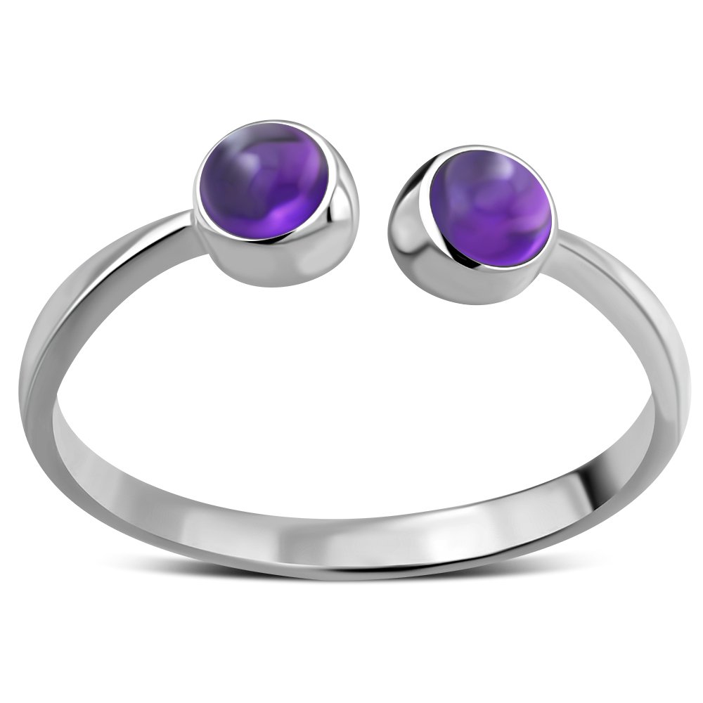 Amethyst Stone Silver Open Ring