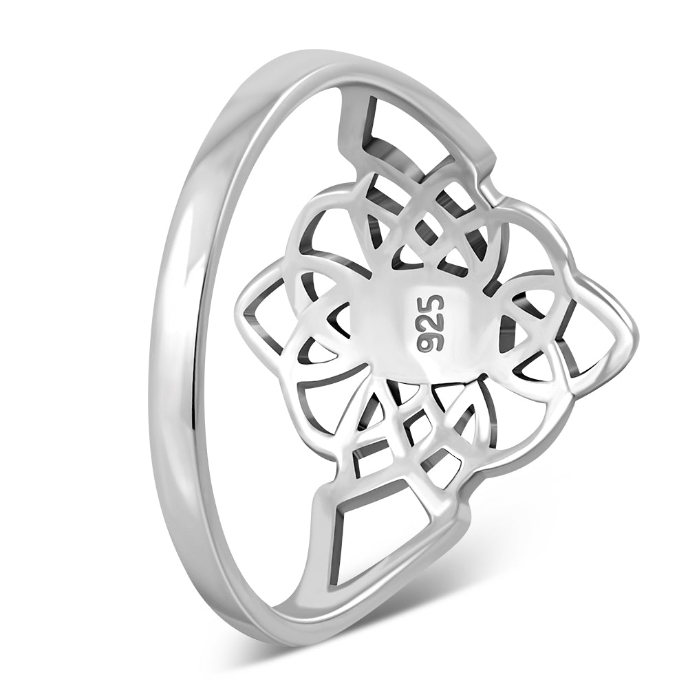 Mother of Pearl Celtic Knot Silver Ring