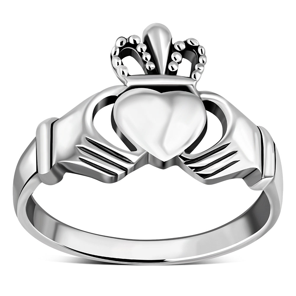 Irish Claddagh Solid Silver Ring