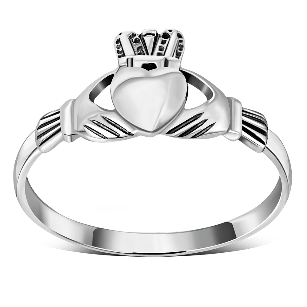 Plain Irish Claddagh Sterling Silver Ring
