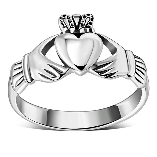 Plain Solid Sterling Silver Claddagh Ring