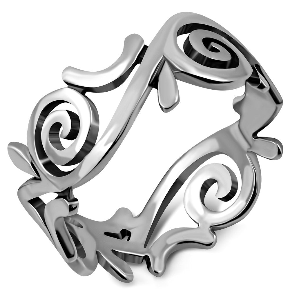 Plain Sterling Silver All Round Spiral Ring