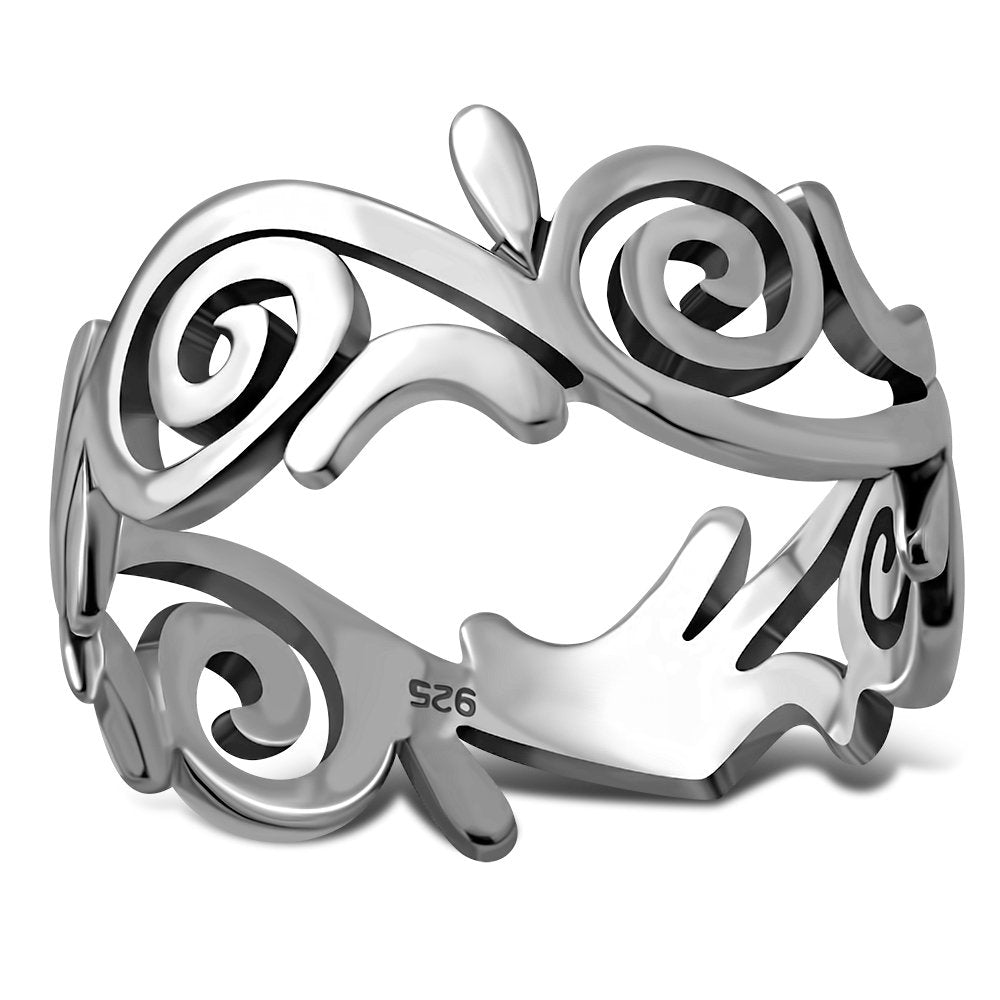 Plain Sterling Silver All Round Spiral Ring