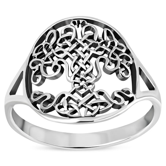 Tree of Life Plain Sterling Silver Celtic Knot Ring