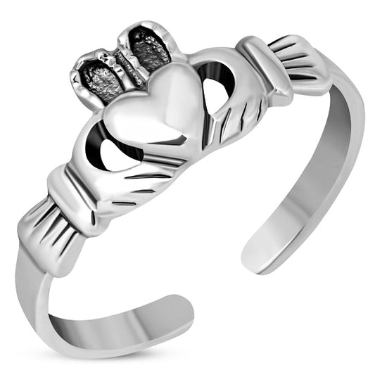 Claddagh Toe Ring Plain Sterling Silver