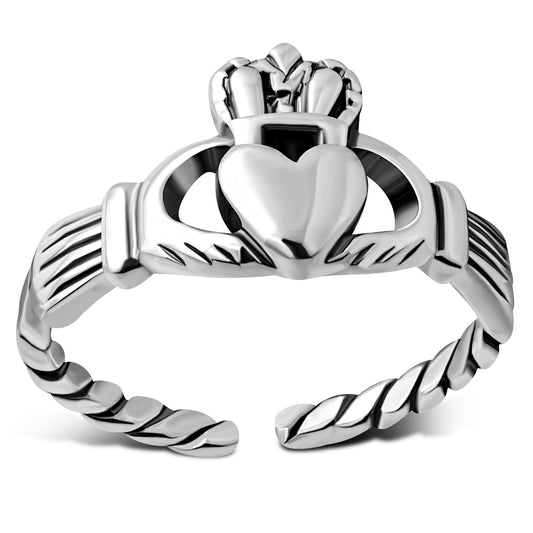 Twisted Shank Sterling Silver Claddagh Toe Ring