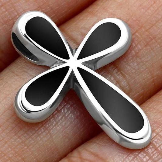 Black Onyx Cross Silver Pendant