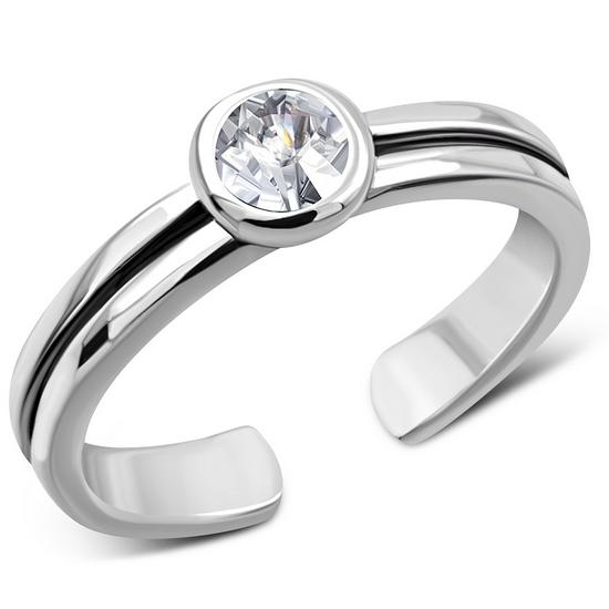 Cubic Zirconia Silver Toe Ring
