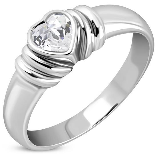 CZ Heart Sterling Silver Ring, r283