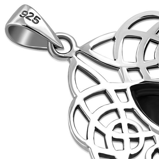 Black Onyx Trinity Knot Silver Pendant