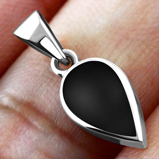Black Onyx Drop Silver Pendant