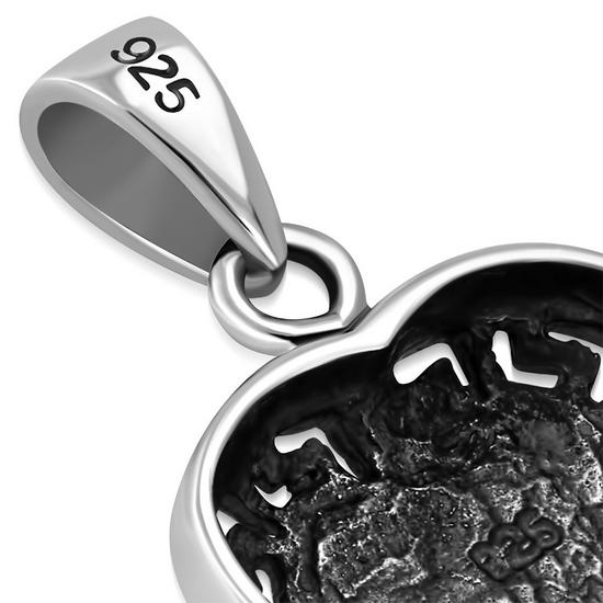 Abalone Shell Heart Greek Key Silver Pendant