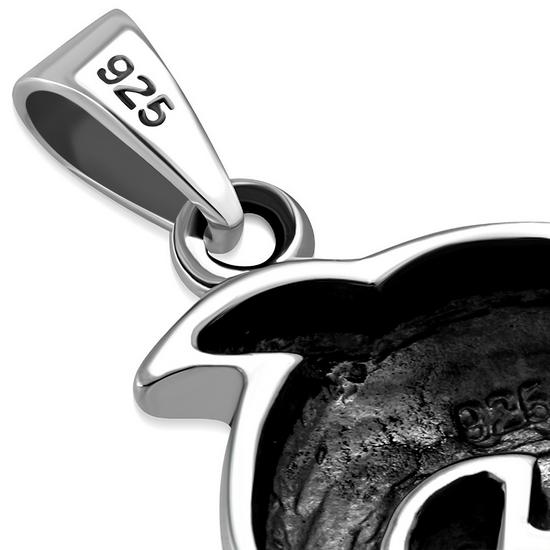Black Onyx Dolphin Silver Pendant