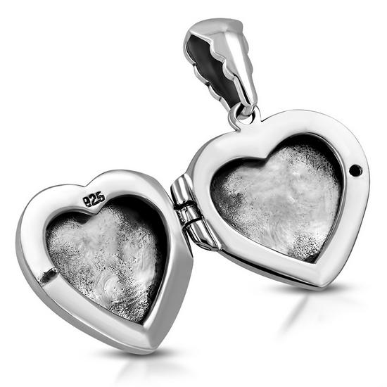 Heart Shaped Locket Silver Pendant w/ Mother of Pearl
