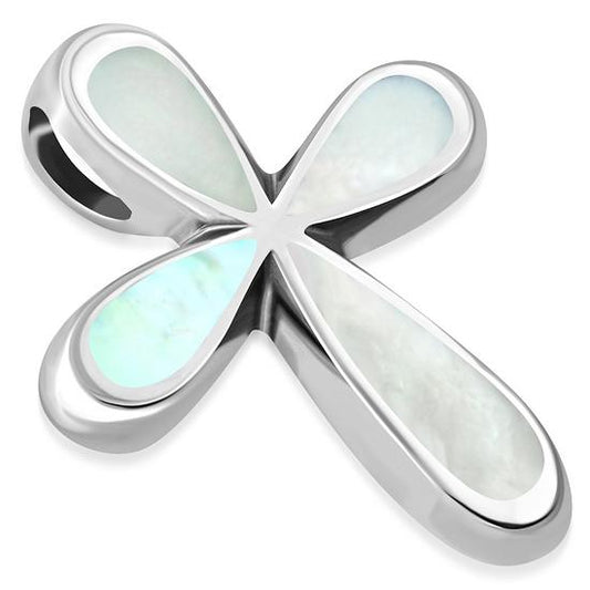 Mother of Pearl Cross Silver Pendant