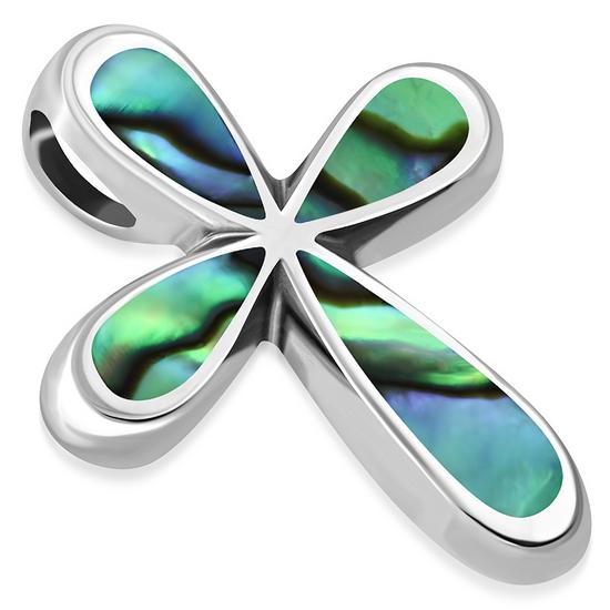 Abalone Shell Cross Silver Pendant