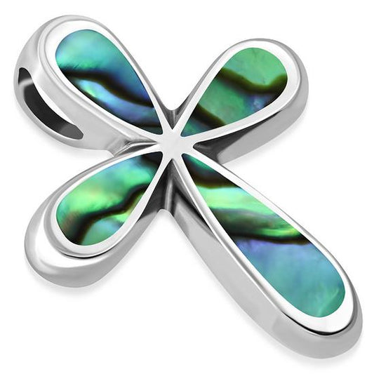Abalone Shell Cross Silver Pendant