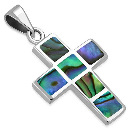 Abalone Sea Shell Cross Pendant