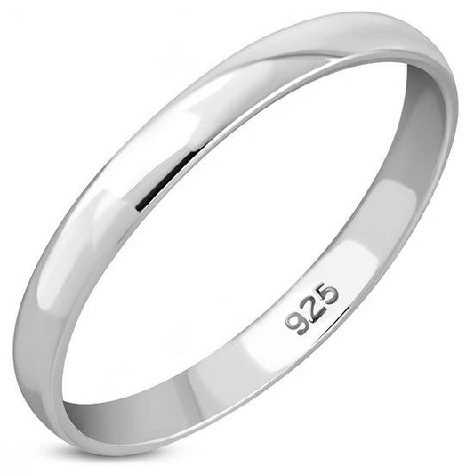 2.8mm | Plain Round Top Silver Wedding Band Ring