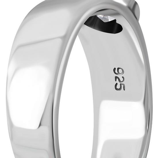 Heart Shaped Clear CZ Silver Band Ring