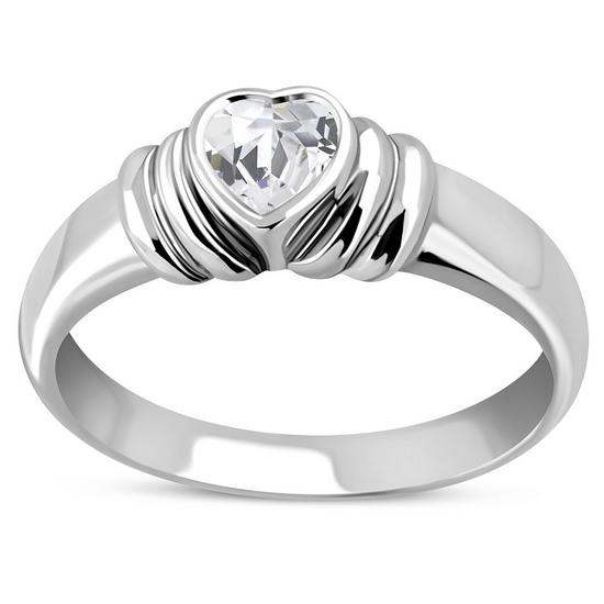 CZ Heart Sterling Silver Ring, r283