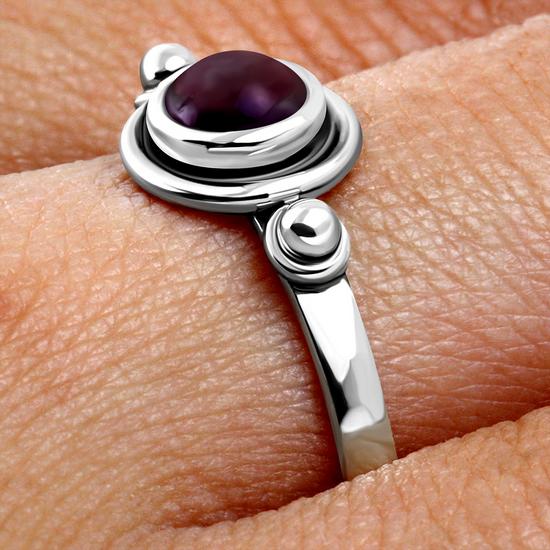 Garnet Stone Silver Ring